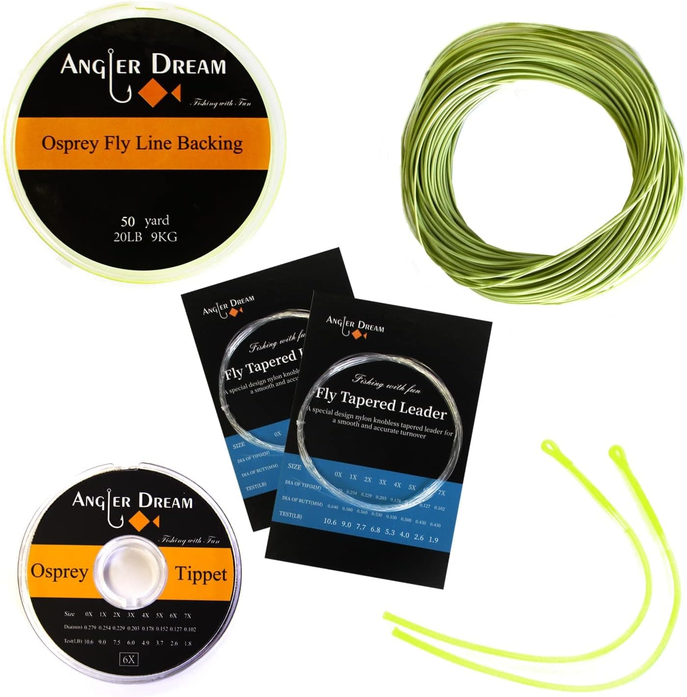 AnglerDream WF Fly Fishing Line Kit 1 2 3 4 5 6 7 8 9WT Fly Fishing Line Leader Braided Backing Fish Line
