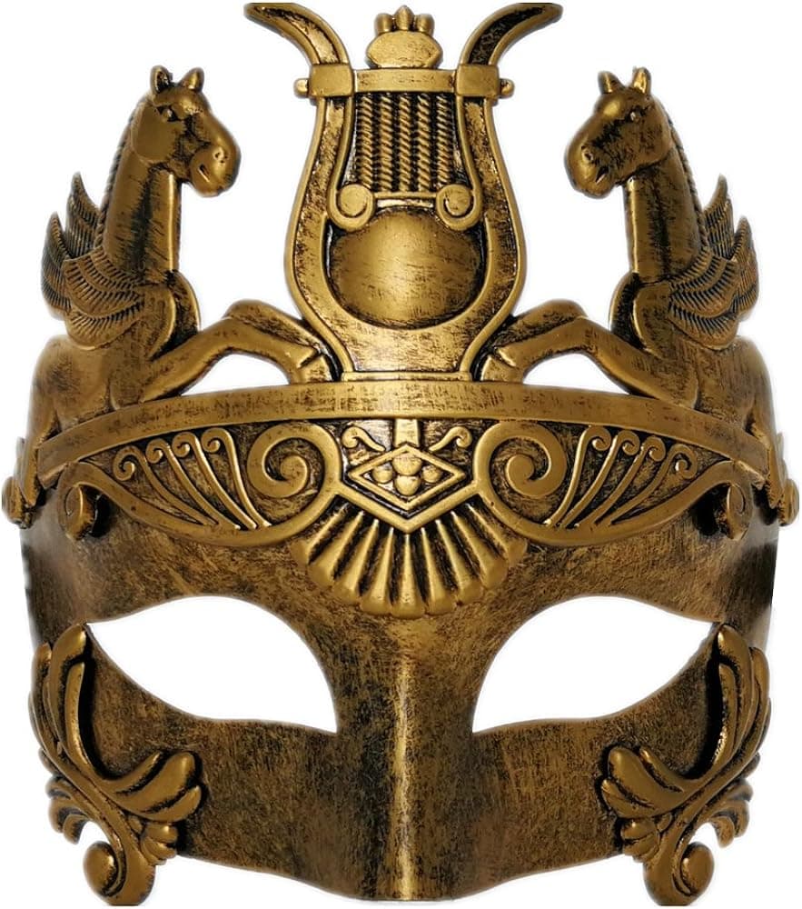 Ubauta Masculine Greek & Roman Soldier Masquerade Mask for Men Venetian Mask