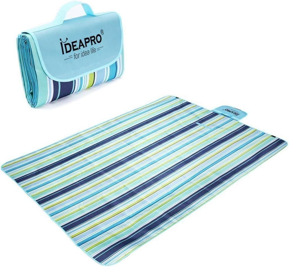 IDEAPRO Sand Proof Waterproof Oxford Cloth Foldable Beach Blanket Mat, Picnic Blanket, Outdoor Mat, Camping Blanket (Blue)