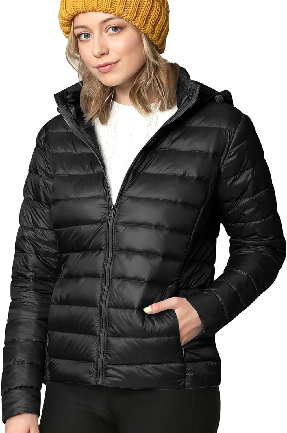 Come Together California CTC Women's Ultra Light Weight Packable Down Jacket with Removable Hoodie