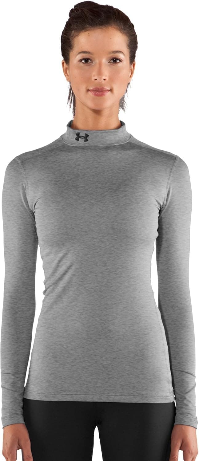 Under Armour Womens Coldgear Compression Mock, True Grey Heather/Silver/Dark Grey, XL