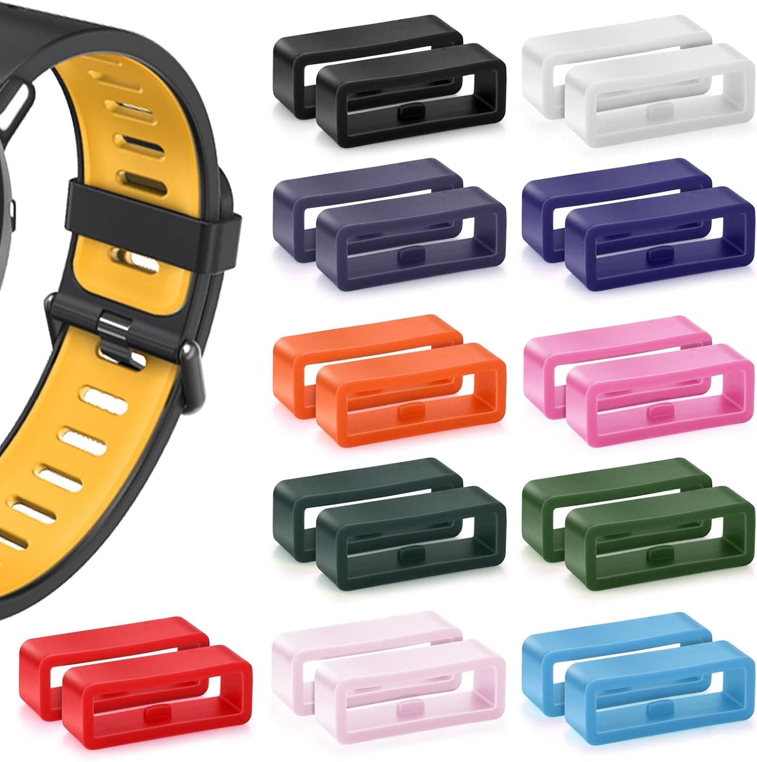 Cobee Watch Strap Loops, 22 Pcs Watch Strap Keeper, Watch Band Retaining Hoop Loop Ring Retainer Holder, Silicone Replacement Watch Band Loop for Smart Sport Watches(18mm, 11 Colors)
