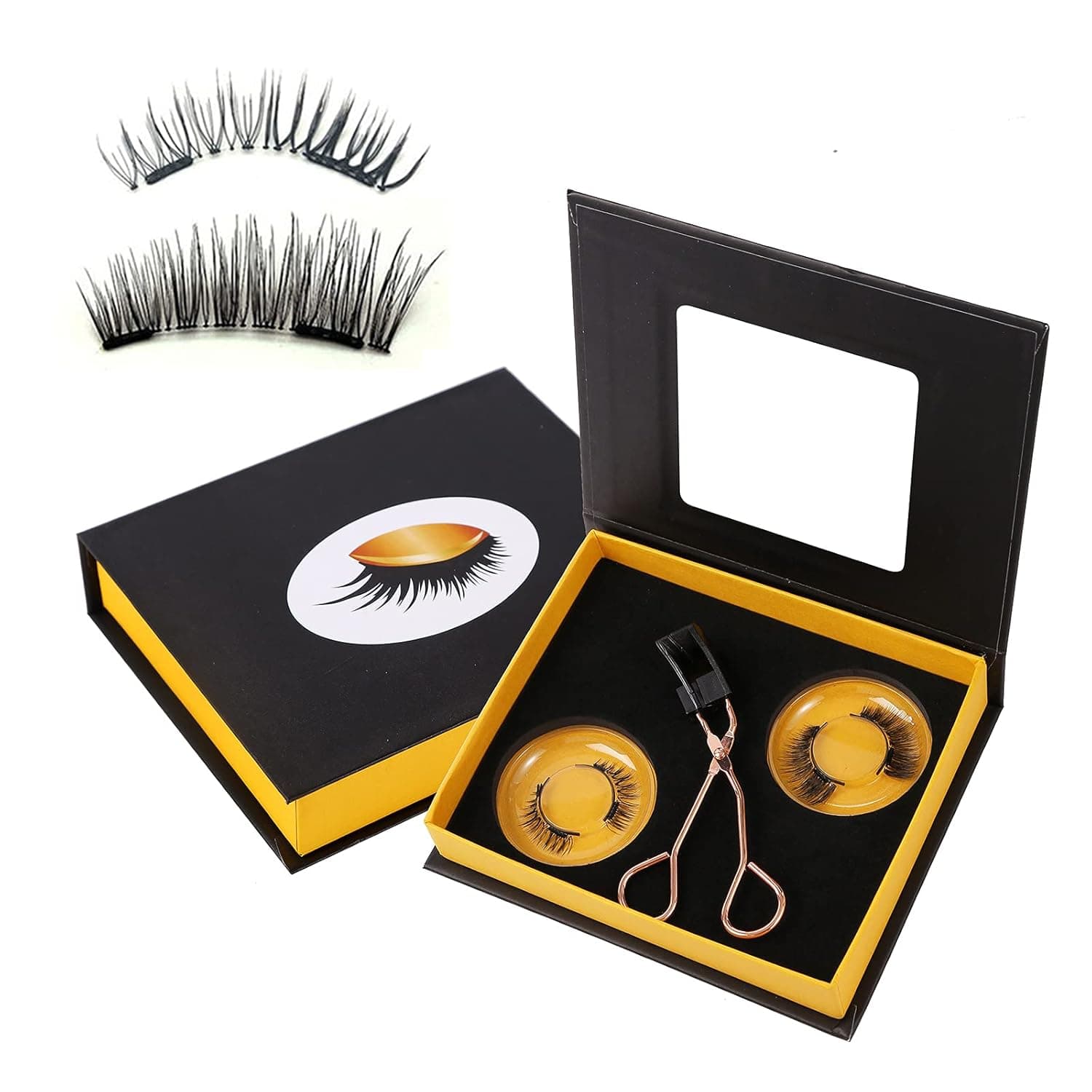Magnetic Eyelashes Applicator Tool Kit,False Eyelashes without Eyeliner, Magnetic Eyelashes no Glue Needed,Eyelashes Set with 2 Pairs Magnetic False Eyelashes,Natural Look Bushy Look(TWO STYLE)
