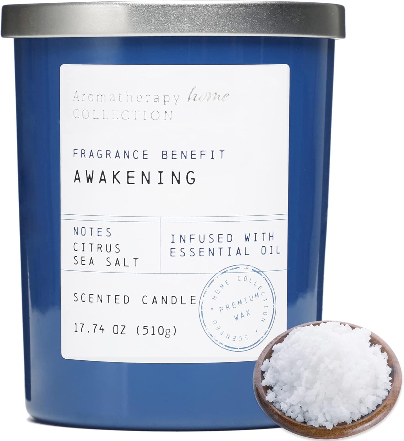 Citrus & Sea Salt Scented Candles, 2-Wick Soy Candle for Home, Natural Wax Luxury Jar Candles, Highly Fragrance 17oz Premium Candle