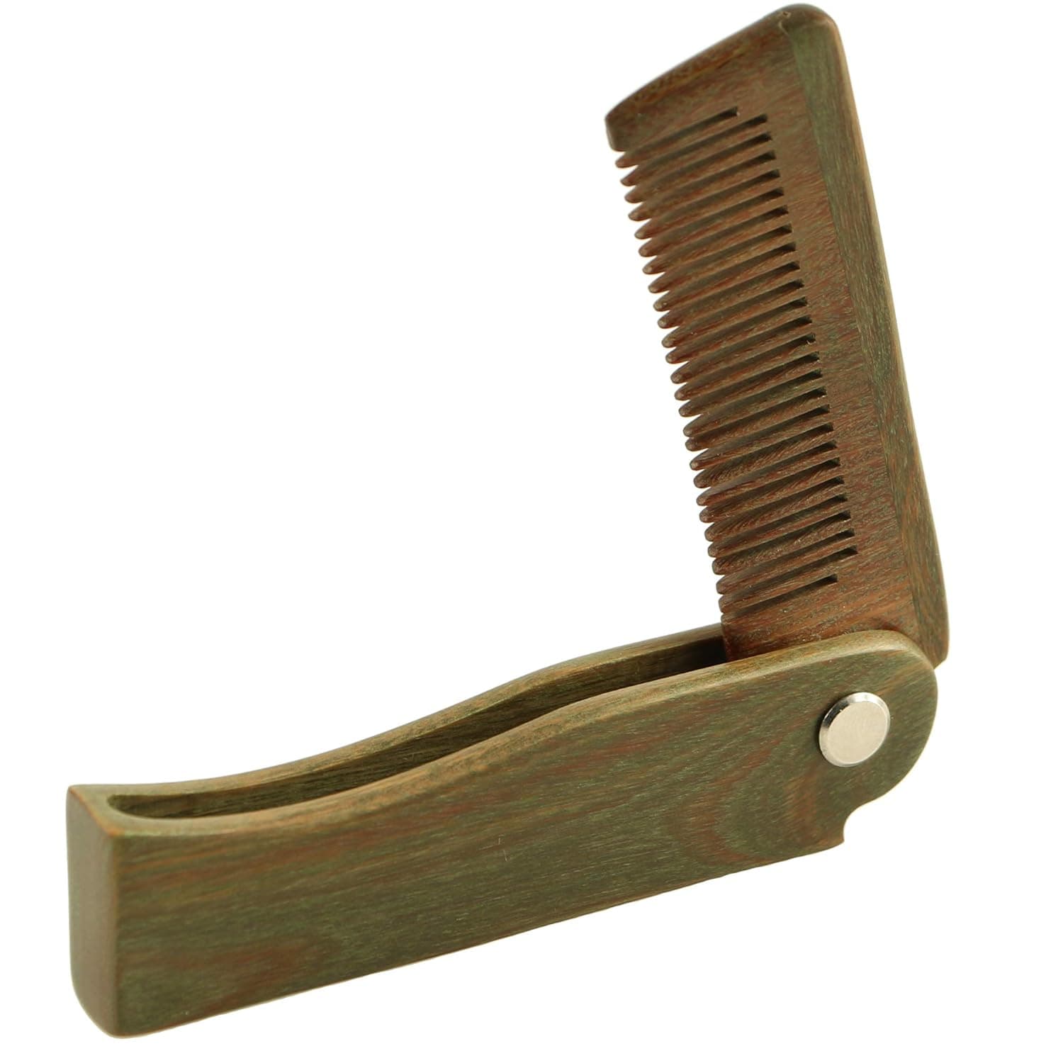 Folding Beard Comb for Men Green Sandalwood Comb Natural Wooden Comb Perfect for Use With Balms and Oils