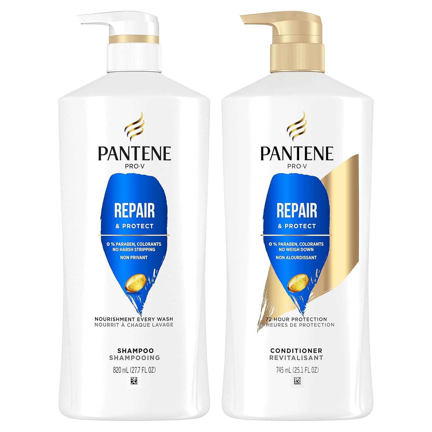 Pantene Shampoo, Conditioner and Hair Treatment Set, Repair & Protect for Damaged Hair, Safe for Color-Treated Hair