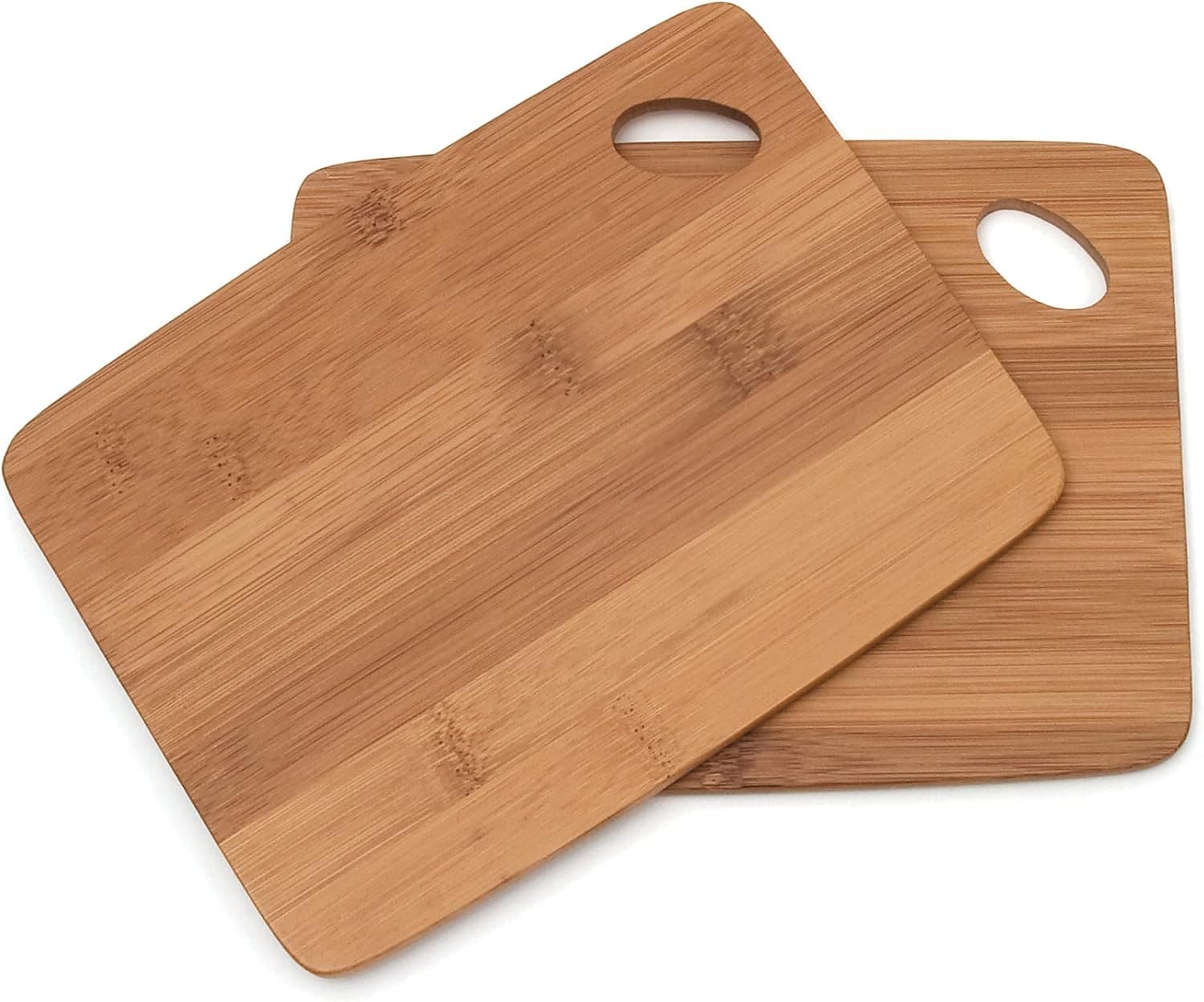Lipper International Bamboo Wood Thin Kitchen Cutting Boards with Oval Hole in Corner, Set of 2 Boards, 6" x 8" x 0.25"