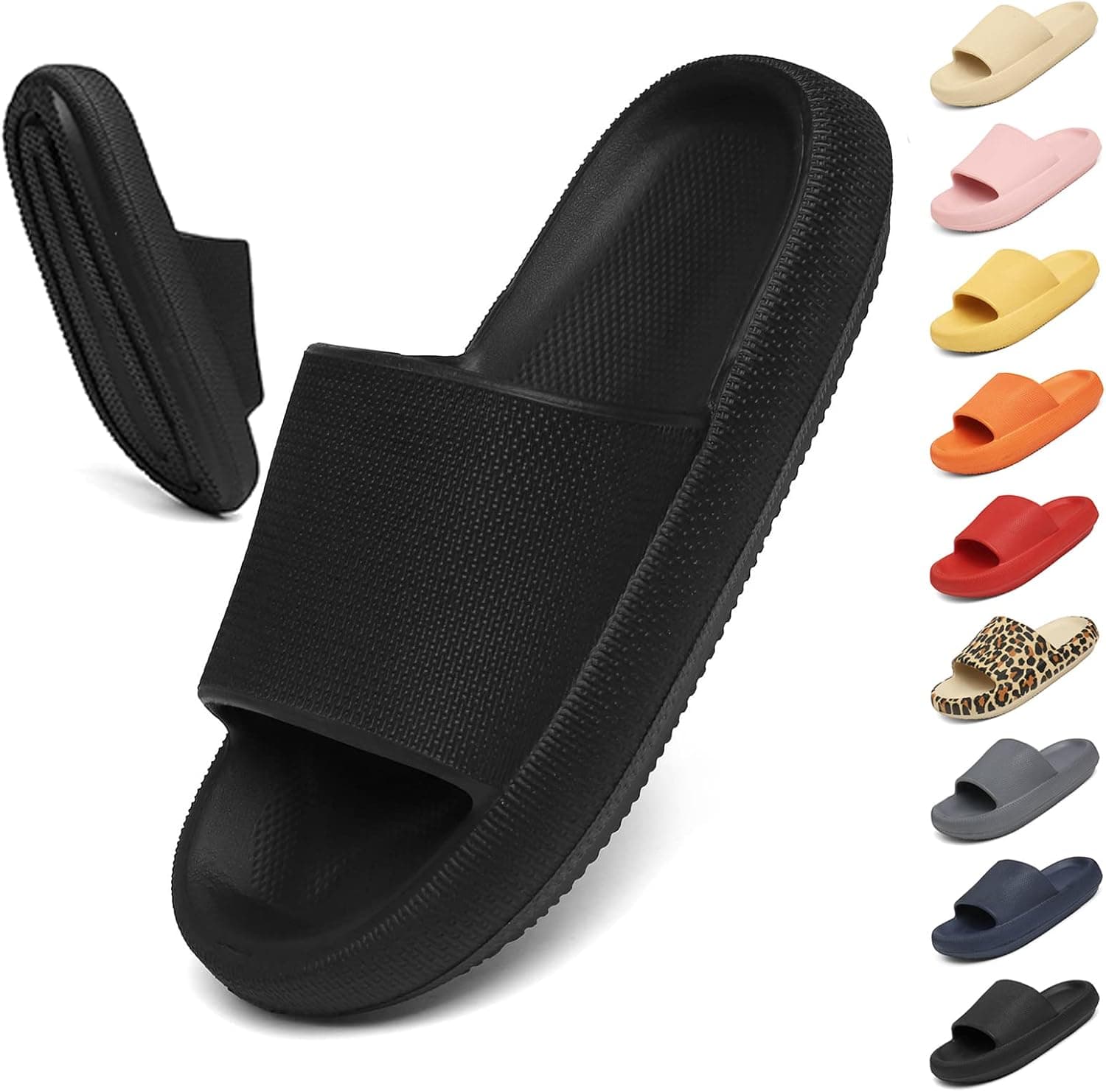 Geweo Slippers Slides Women Men Shower Sandals Bathroom Soft Thick Sole Cushioned Feather recovery Quick Drying Shower Shoes Non Slip Lightweight