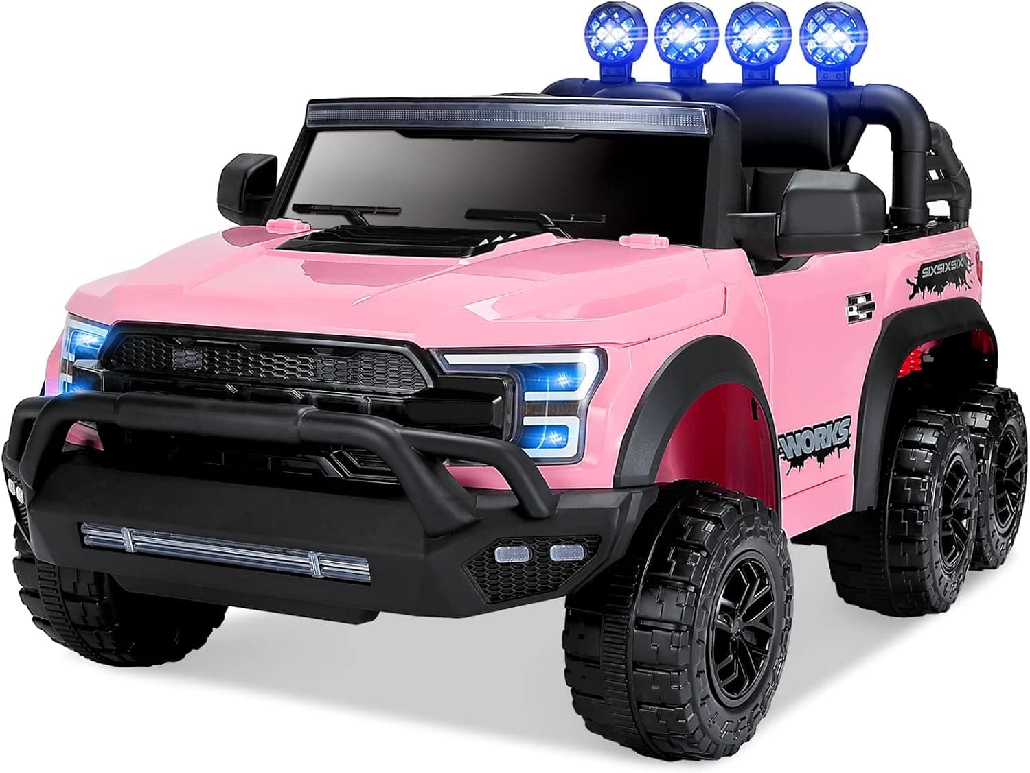 Kids Ride On Truck Large Kids Electric Vehicles Children's Electric Car w/MP3/Bluetooth Player, LED Light, 4 Wheels Suspension, Parental Remote Control, Automatic Return Function, Pink
