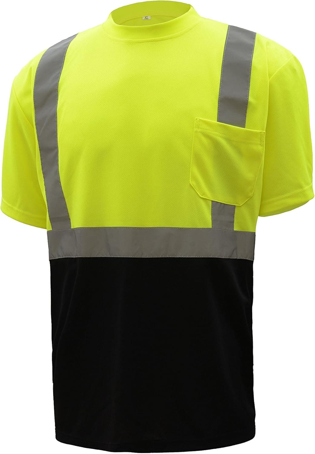 CJ Safety CJHVTS2003 ANSI Class 2 High Vis Short Sleeve Black Bottom Safety Shirt Moisture Wicking Mesh (4XL, Green)