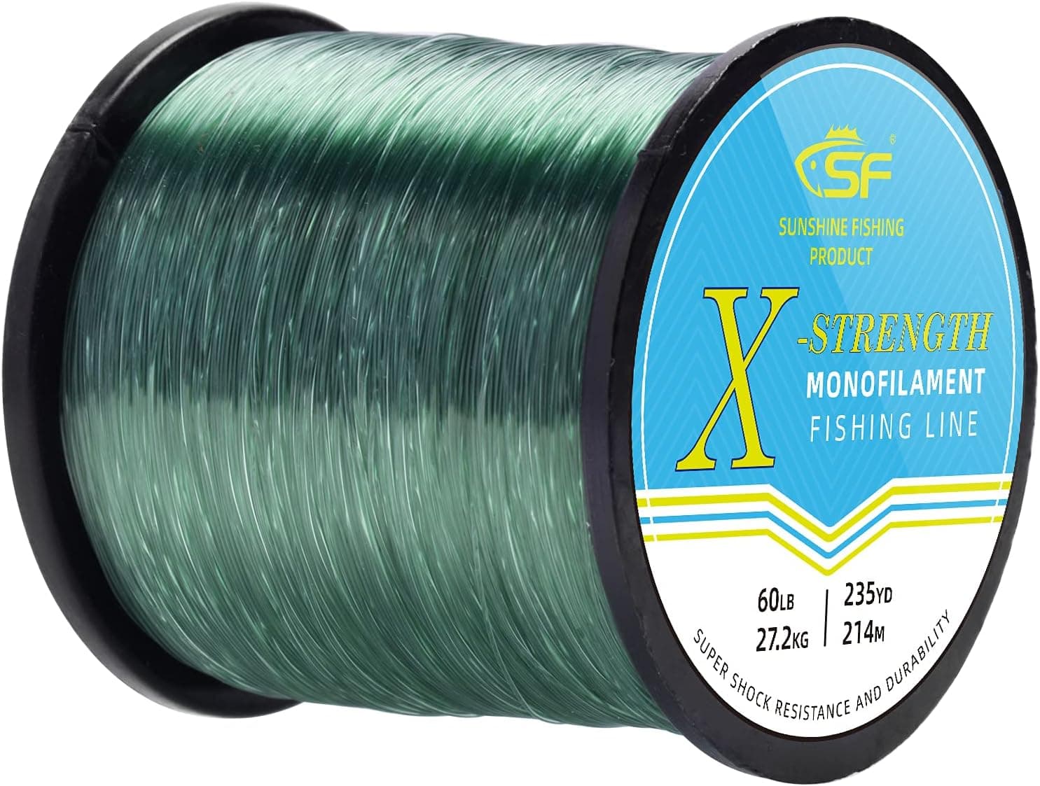 SF Monofilament Fishing Line with Spool Strong Mono Nylon Leader Line 8/10/12/15/20/25/30/40/50/60/80/100LB Clear/Green Fishing Wire Saltwater Freshwater for Hanging Decorations Sewing Craft Balloons