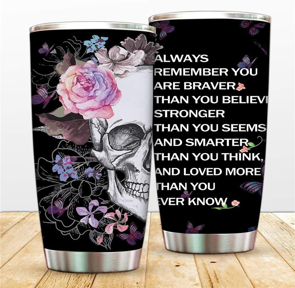 Sugar Skull 20 oz Stainless Steel Tumbler Bottle Vacuum Insulated Skullectables Mug Double Walled Coffee Cup for Travel Work Sport Ice Drinks Hot Beverage (sugar skull)