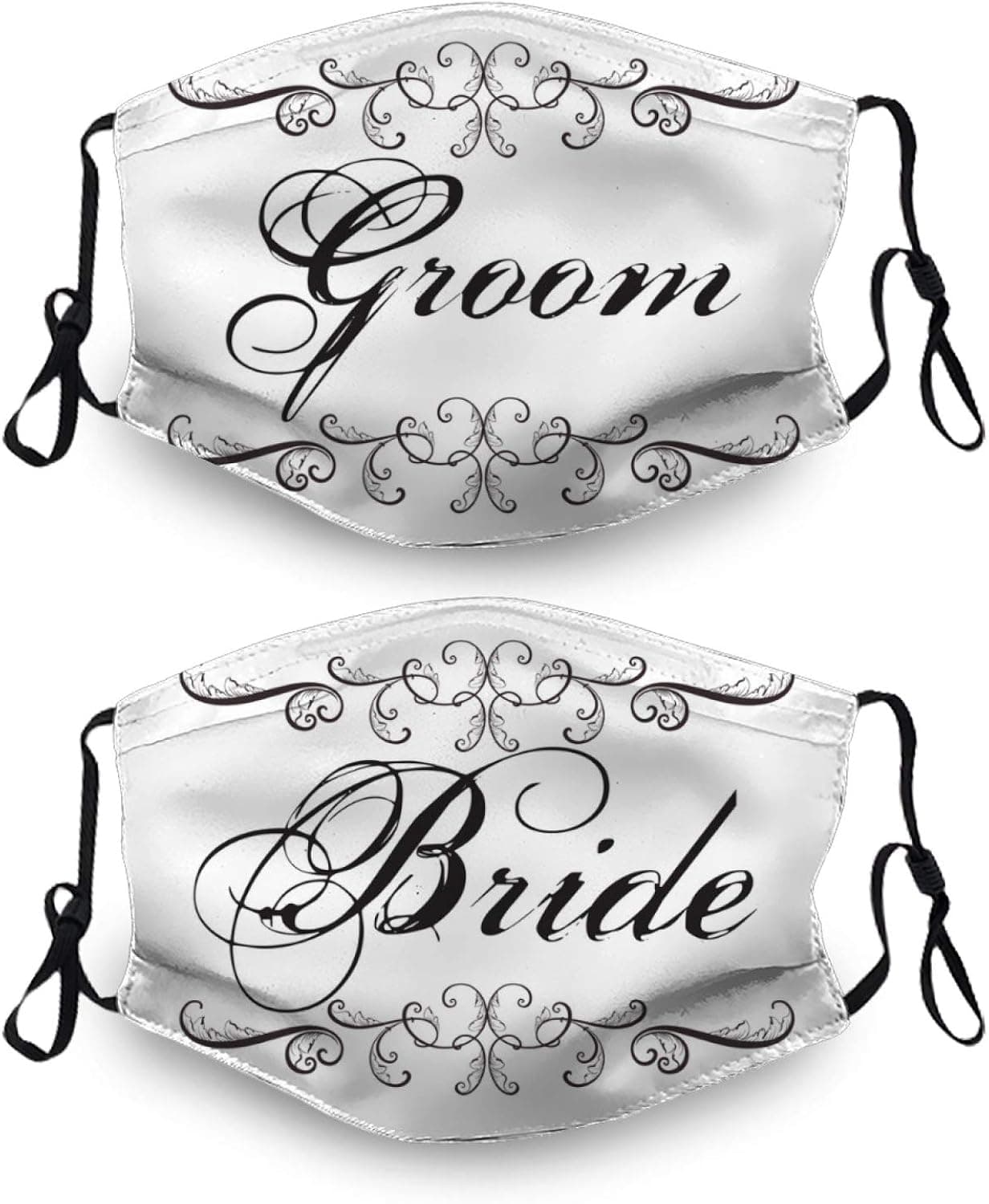 Mr And Mrs Washable Mouth Cover, Wedding Design Adjustable Balaclava for Men Women (2PCS)