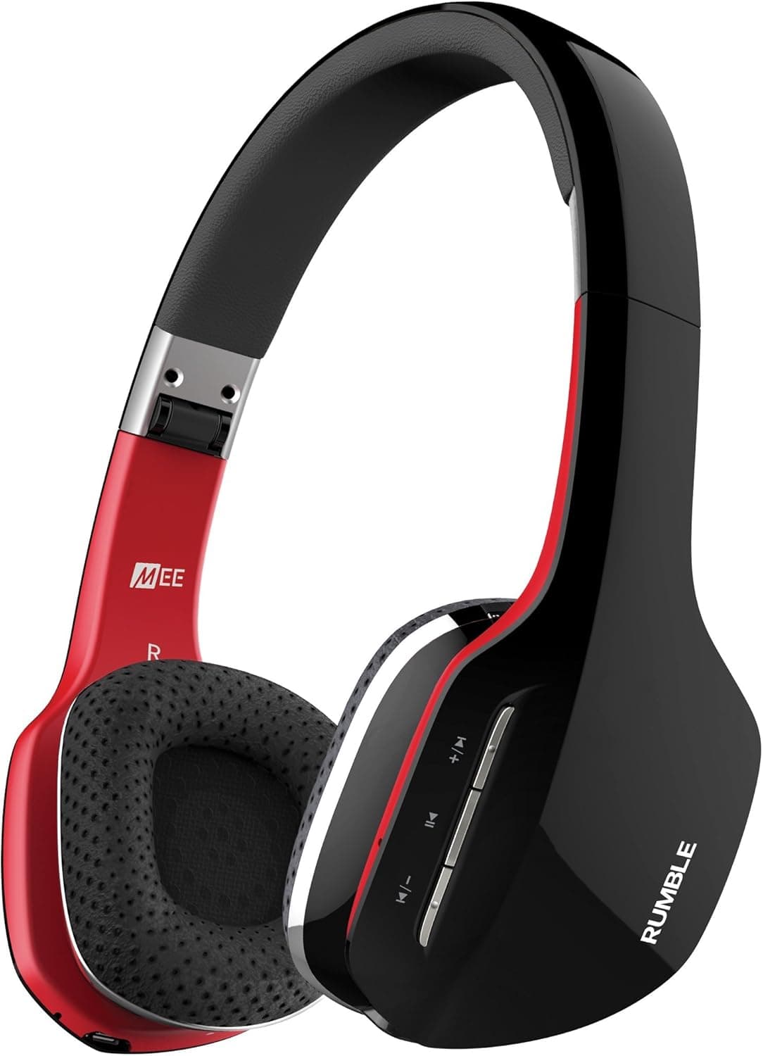 MEE audio Rumble AF80 Enhanced-Bass Bluetooth Wireless Stereo Headphones with Headset Functionality (Black/Red) (Renewed)