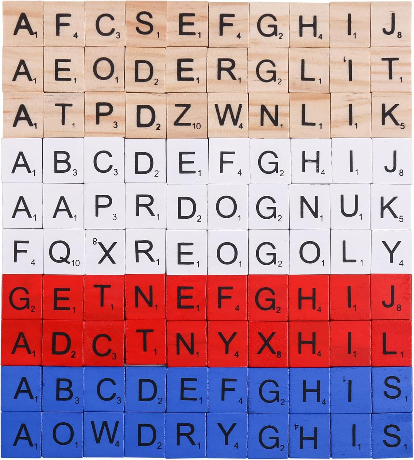 DSYJ Domino & Tile Games, Wood Letter Tiles, Scrabble Letters for Crafts - DIY Wood Gift Decoration - Scrabble Crossword Game Wood Color 400 Pcs