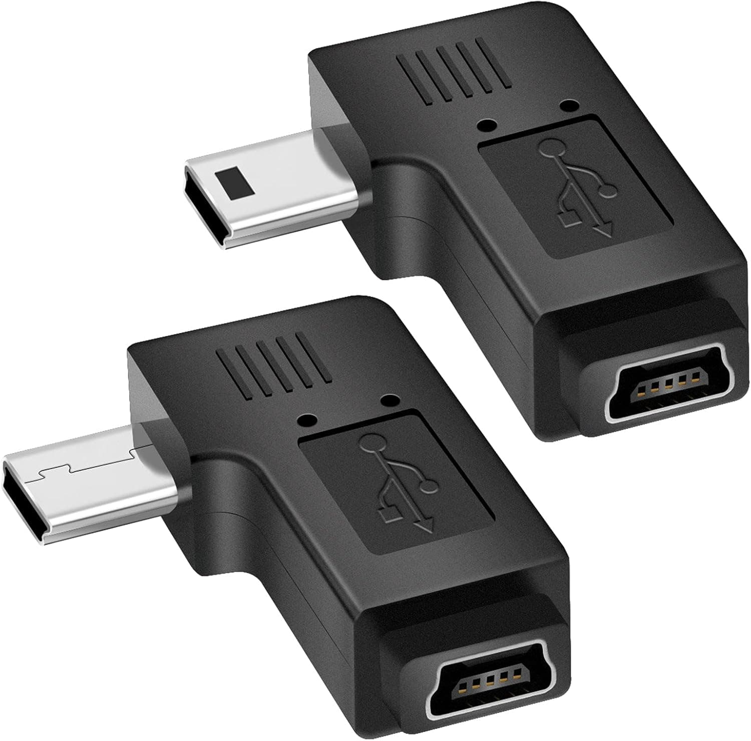 UCEC USB 2.0 Adapter Plug - Left and Right Angle Mini to Mini - Male to Female - Pack of 2