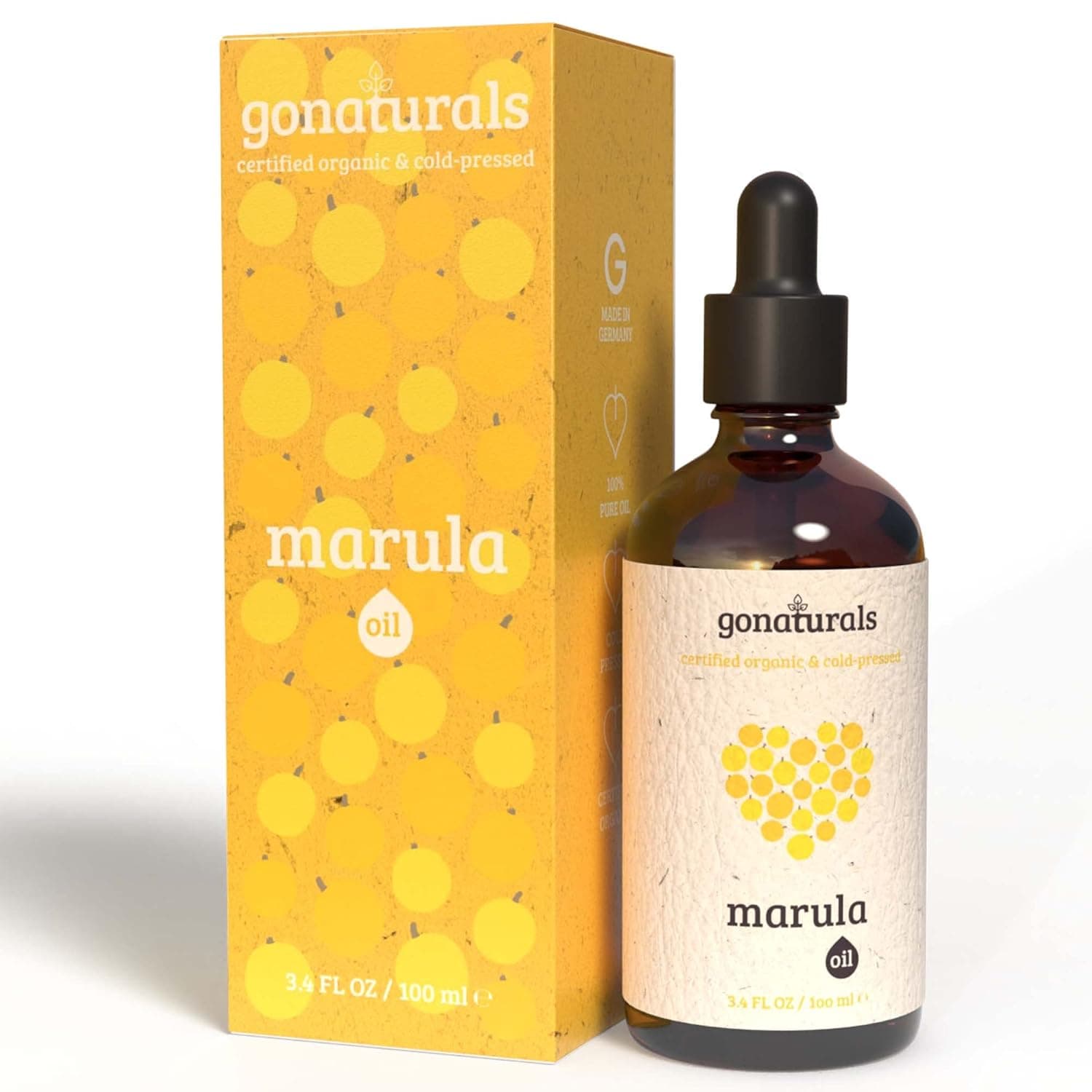 GONATURALS Organic Marula Oil for Face & Hair - Cold Pressed Marula Oil for Hair: An Ideal Moisturizer & Conditioner - Murala Oil An Organic Face Oil for Women - Aceite de Marula 3.4 Fl Oz