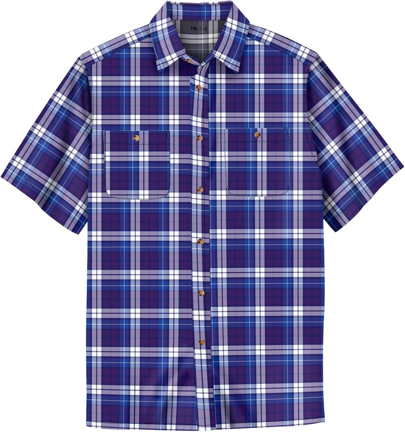 KingSize Men's Big & Tall Short-Sleeve Plaid Sport Shirt