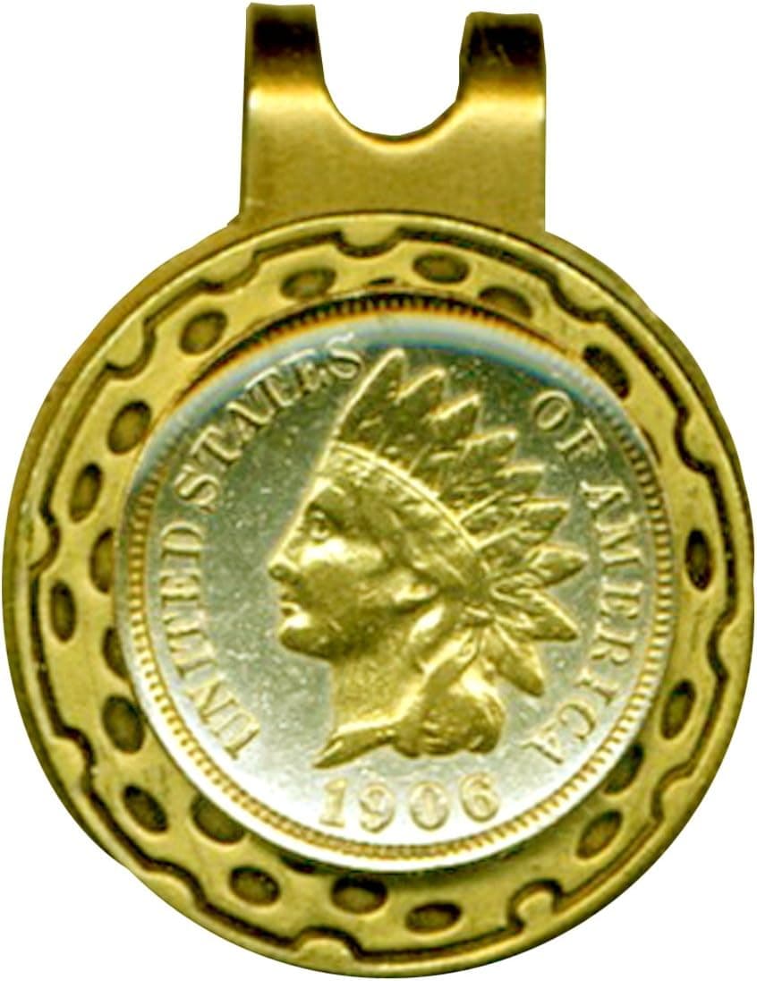 Gorgeous 2-Toned Gold on Silver Old U.S. Indian penny - Golf Ball Marker - Hat Clips
