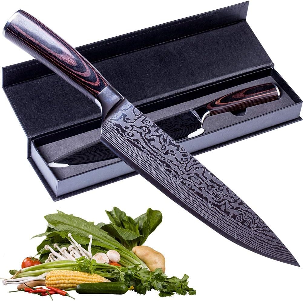Professional Chef Knife, FIRECOW 8 Inch Pro Kitchen Chef's Knife, German High Carbon Stainless Steel Knife with Ergonomic Handle, Ultra Sharp, Best Choice for Home Kitchen & Restaurant