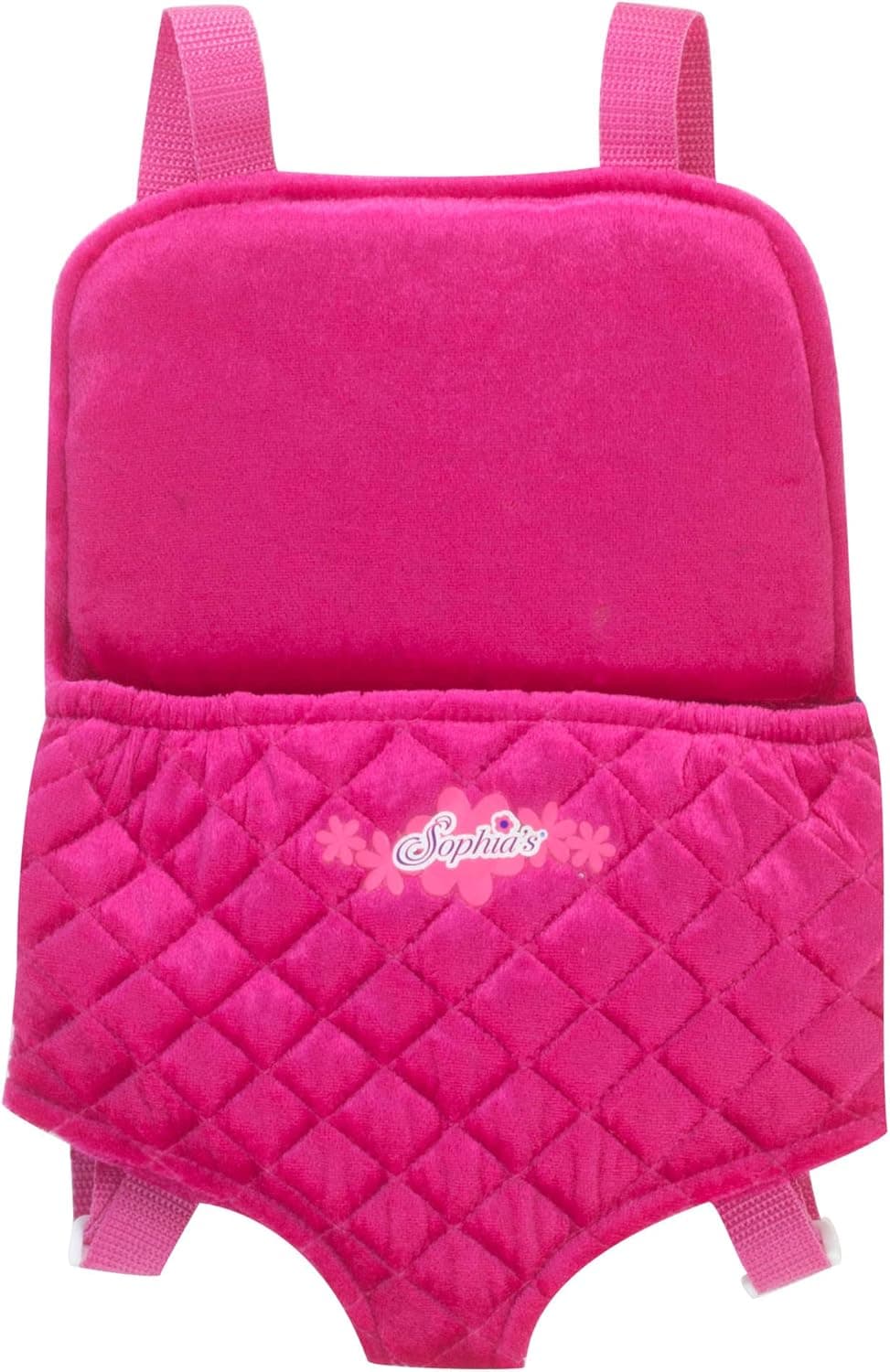 Sophia's Quilted Plush Hands Free Front or Back Carrier with Adjustable Straps for 15-18 Inch Dolls or Stuffed Animals, Hot Pink