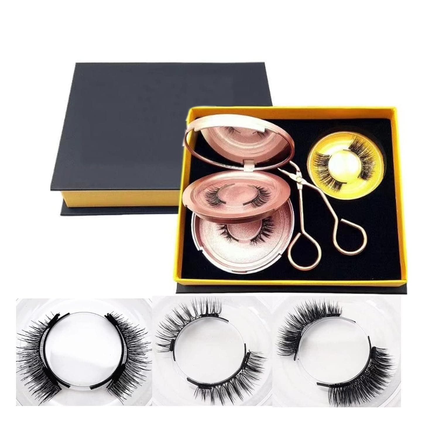 2/3 Pairs Leila Lash,Layla Lash,Easy False Lashes for Beginners,Layla Lashes Magnetic,Magnetic Eyelashes without Eyeliner,Natural Looking Magnetic Eyelashes,with Eyelash Curler (01+02+03)