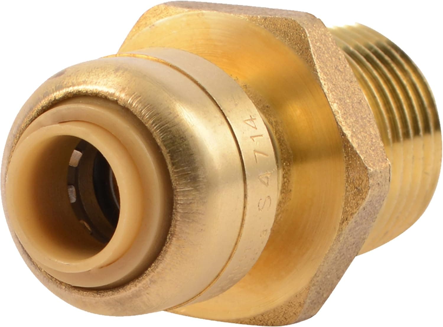 SharkBite 1/4 Inch x 1/2 Inch MNPT Reducing Adapter, Push to Connect Brass Plumbing Fitting, PEX Pipe, Copper, CPVC, PE-RT, HDPE, U110LFA