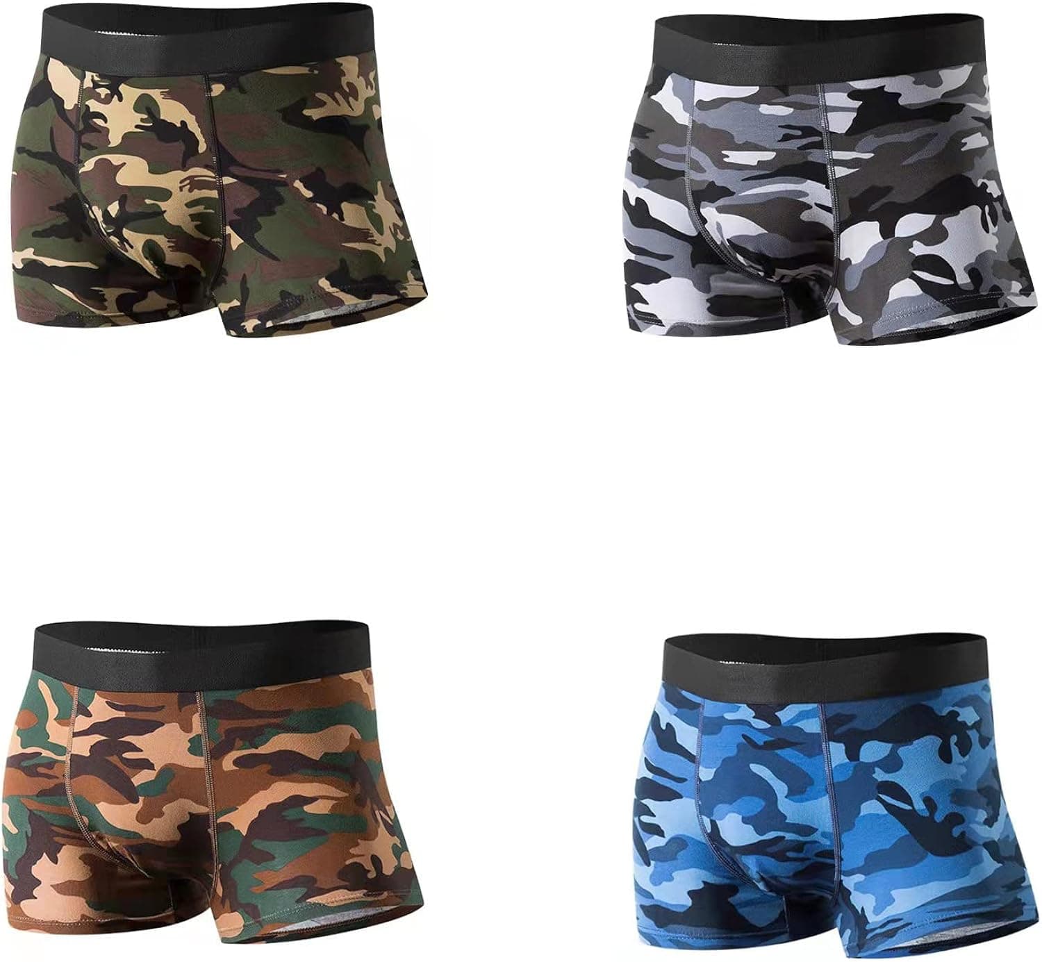 FOUSUPDT Men's 4 Pack Long Leg Underwear Boxer Briefs Open Fly Front with Pouch (Multicolor, X-Large)