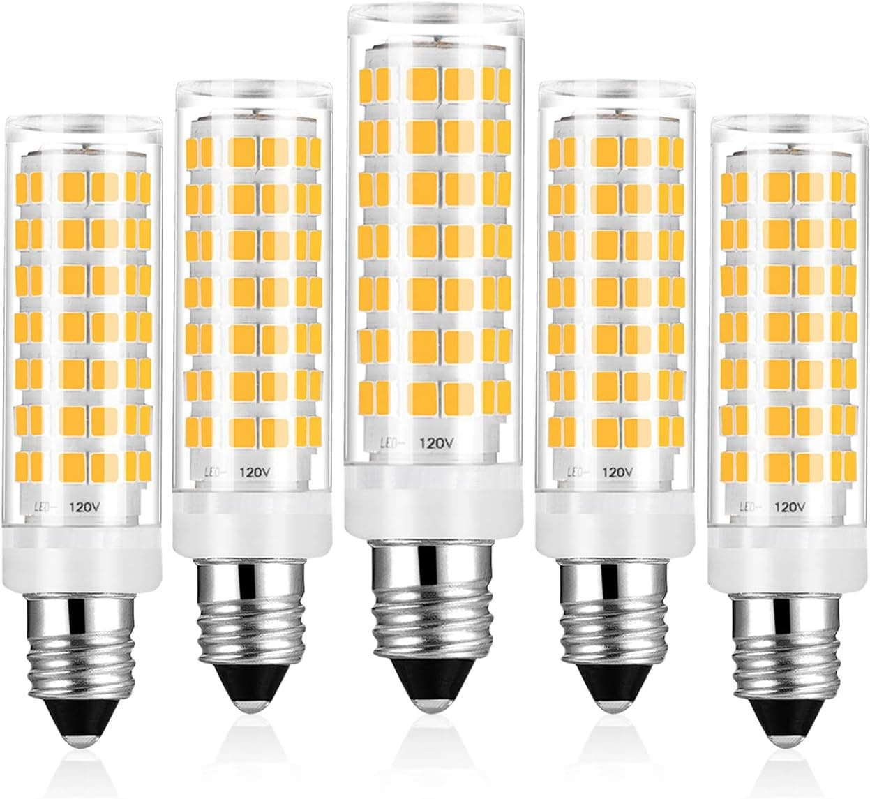 Yomis E11 LED Light Bulb Dimmable Warm White, 6W Equivalent 40W 50W 60W Halogen Bulbs, 3000K 530LM e11 Mini Candelabra Base Light AC 120V CRI 82, (5 Pack)