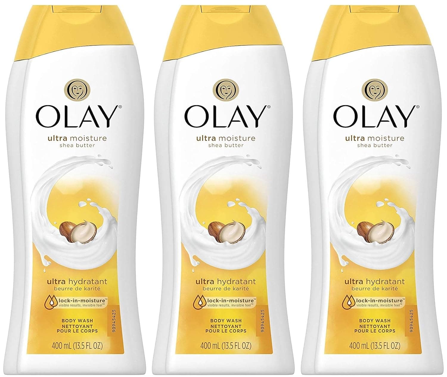 Olay Body Wash - Ultra Moisture Shea Butter - Net Wt. 13.5 FL OZ (400 mL) Per Bottle - Pack of 3 Bottles