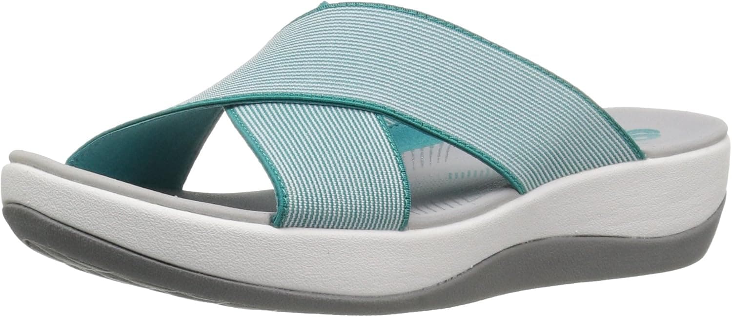 Clarks Women's Arla Elin Slide Sandal, Blue/White, 10 M US