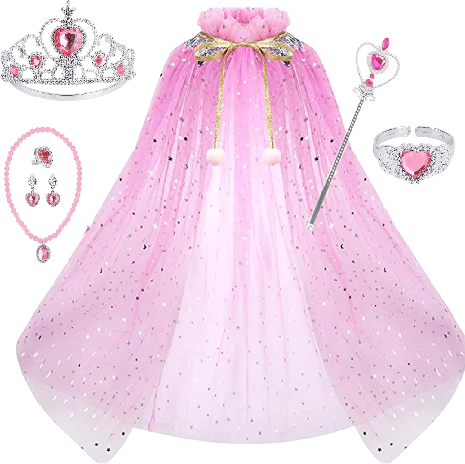 Baufuuya Princess Cape Set 8 Pcs Girls Cloak Princess Dress up Clothes for Little Girls with Toddler Birthday Cosplay Party