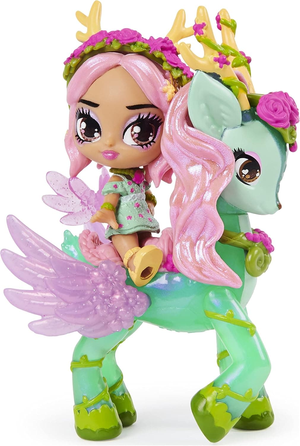 Hatchimals Pixies Riders, Petal Primrose Pixie and Deeraloo Glider Set with Mystery Feature