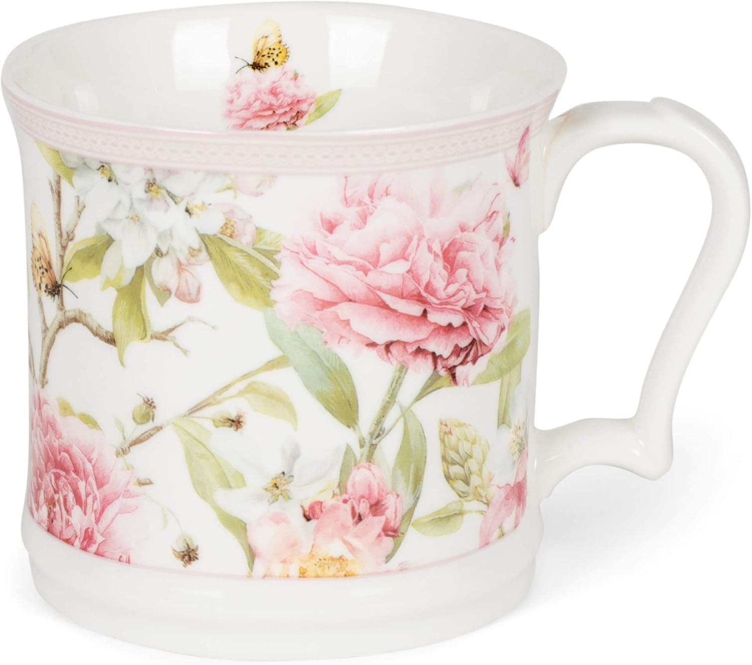 Delton Products 8153-6 Porcelain Large Milk Mug, Pink Peony, 4.2 inch