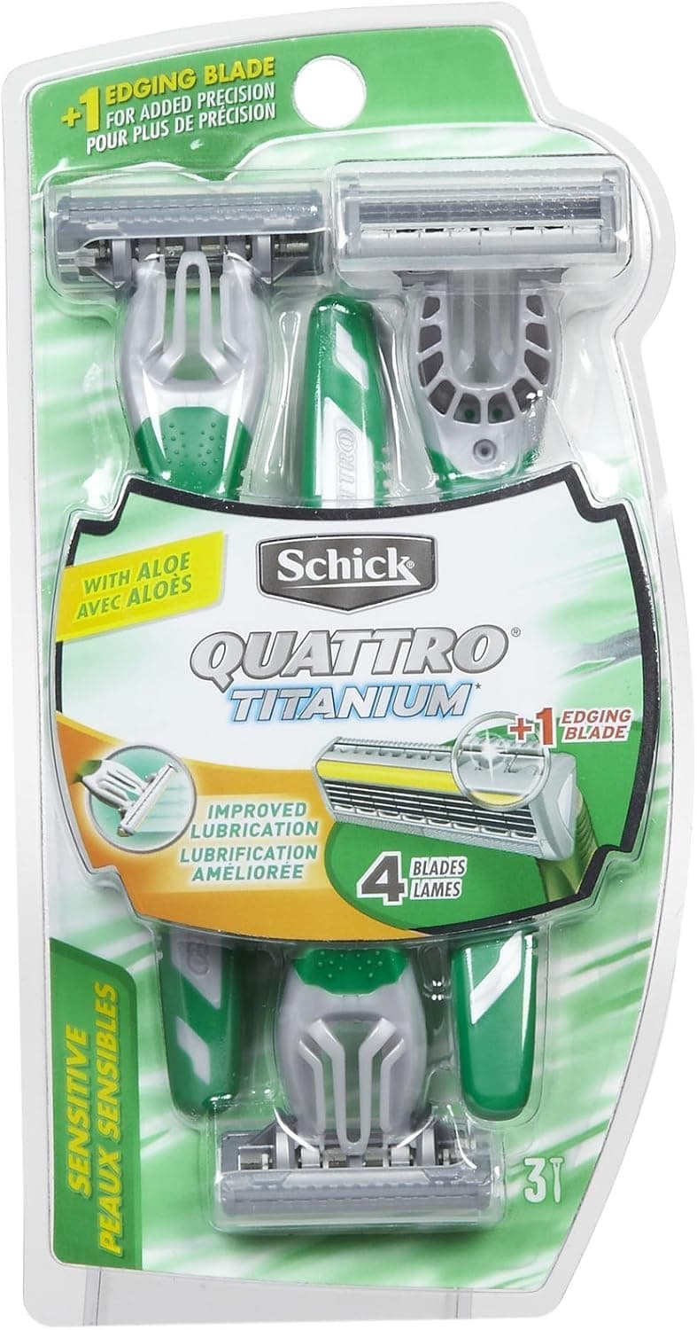 Schick Quattro Titanium Disposable Razors Sensitive 3 Each