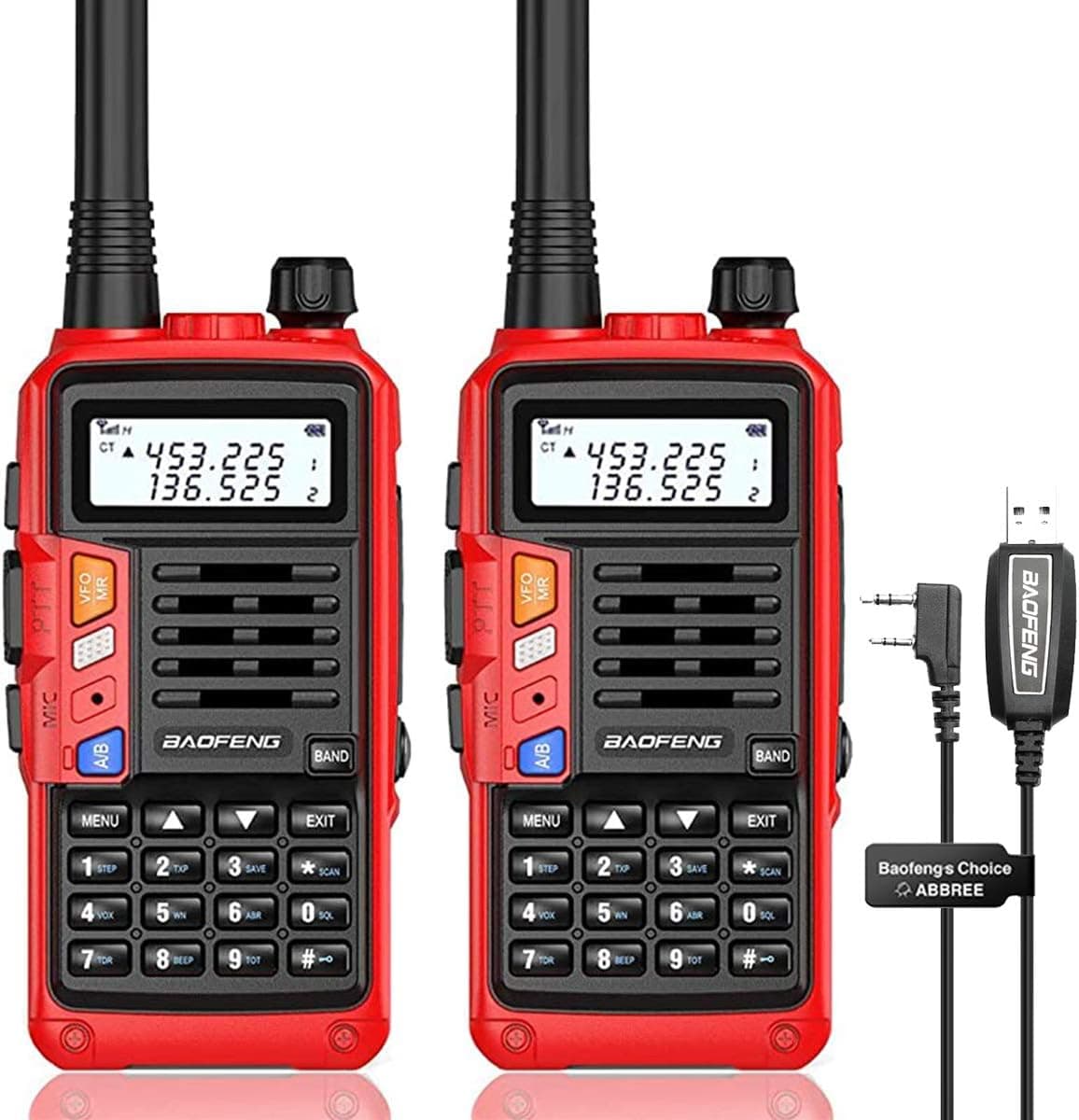 2 Pack BaoFeng UV-S9 Plus High Power Two-Way Radio Portable Walkie Talkies with USB Program Cable