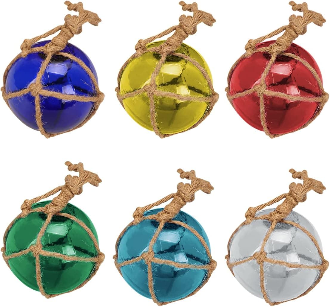 Wakauto Glass Float Balls Fishing Buoy Balls Multi Color Glass Floats Cobalt Crystal Float Balls for Beach Weddings Home Decoration 90mm Random Color