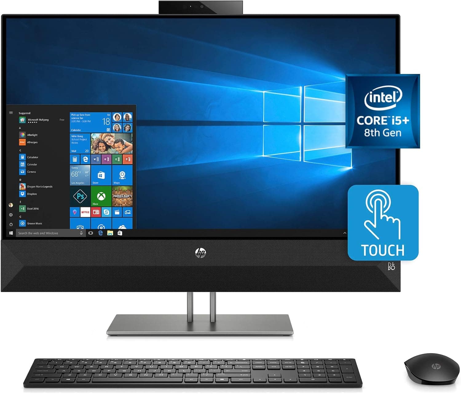 HP Pavilion 27-inch All-in-One Computer, Intel Core i5+8400T, 8 GB RAM and 16 GB Intel Optane memory, 2 TB hard drive, Windows 10 (27-xa0050, Black)