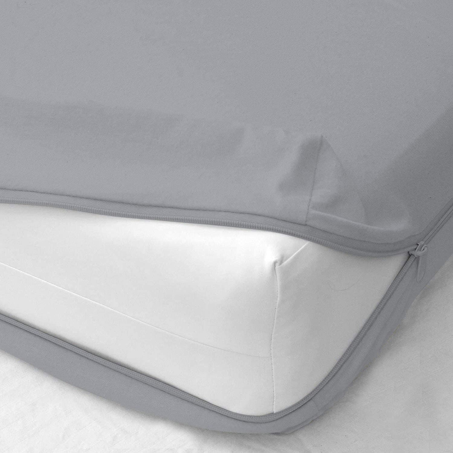 600 ThreadCount Hotel Quality 600TC 600TC Queen Size 1PC Zipper Fitted Sheet Made of 100% Egyptian Cotton Fabric Super Soft Fit Upto 12" Deep Pocket Queen (Silver Grey, Solid) - by Omnegon