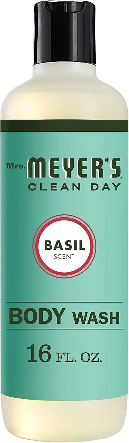 Mrs. Meyer's Moisturizing Body Wash for Women and Men, Biodegradable Shower Gel Formula Made with Essential Oils, Basil, 16 oz