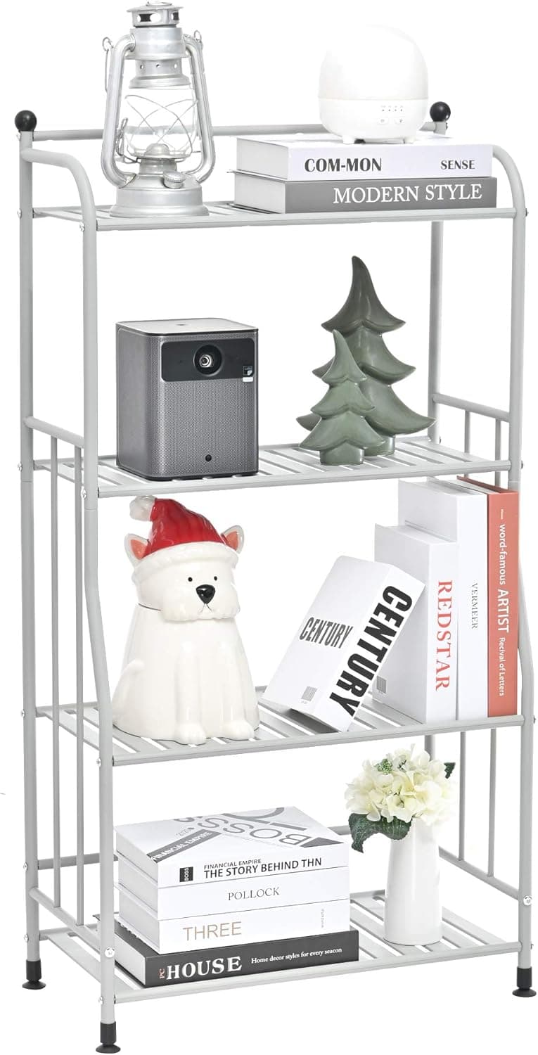 EXQ 4-Layer Metal Iron Sheet with Strong Load-Bearing Multi-Function Storage and Storage Rack Matte Gray (21.85Lx11.41Wx42.12H)