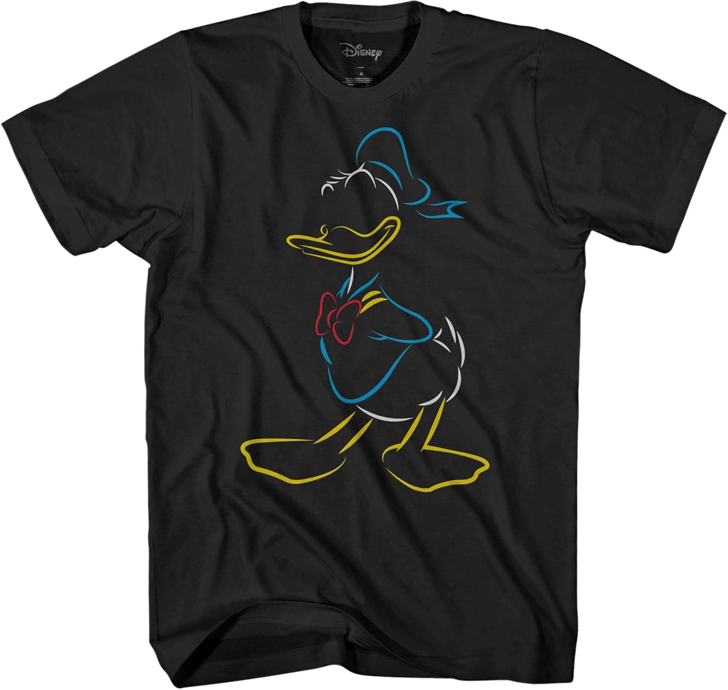 Disney Donald Duck Line Pop Men's Adult Graphic Tee T-Shirt (Black, X-Large)