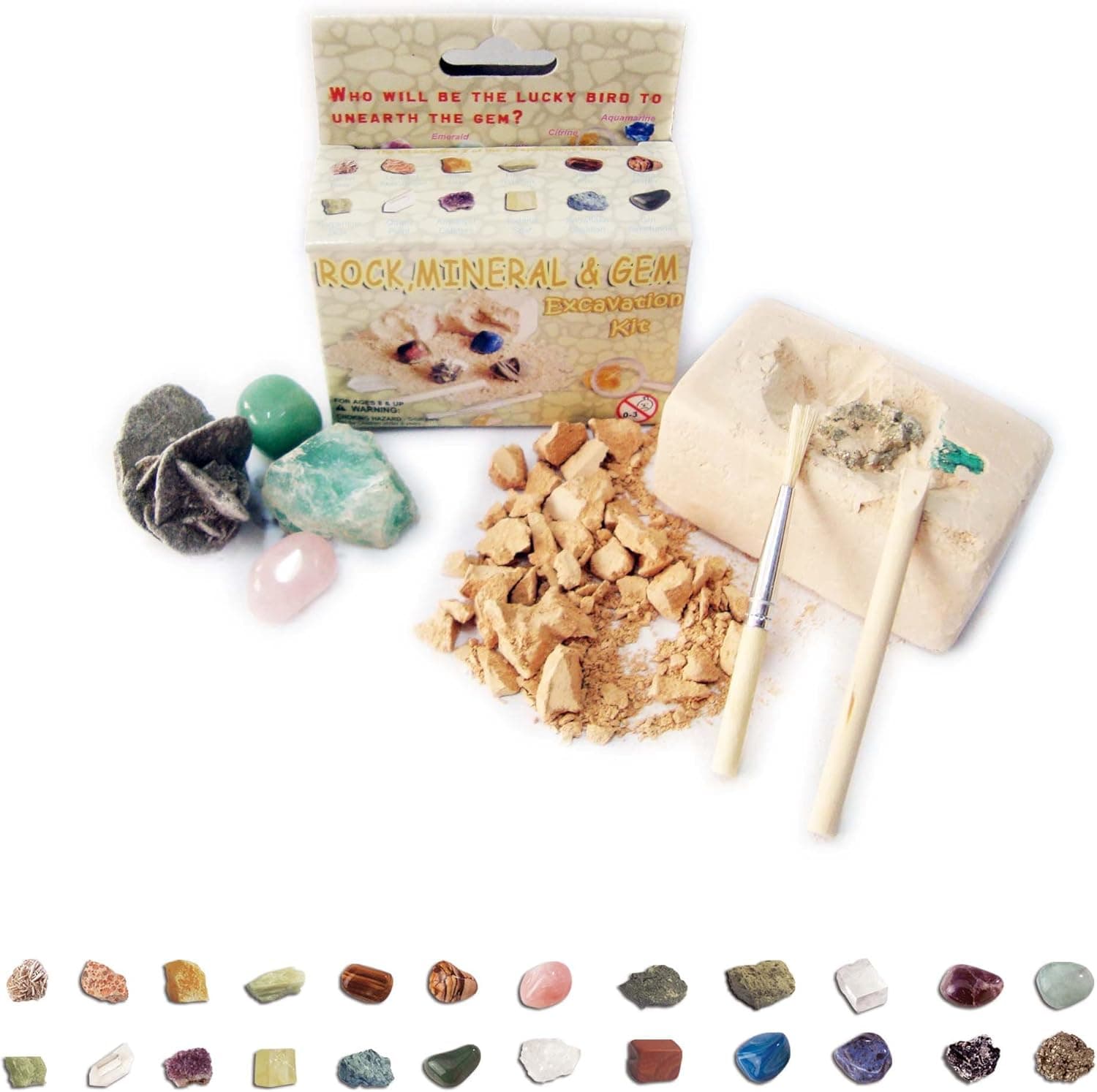 4 Pack - Small Rock, Mineral & Gem Excavation Kit