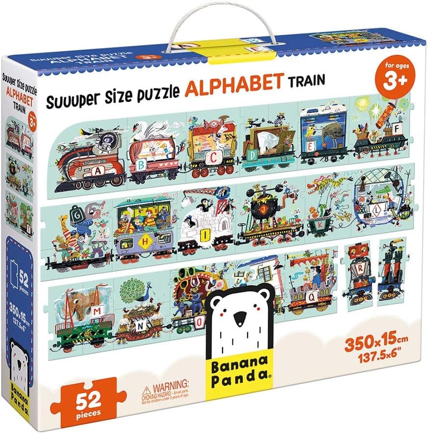 Banana Panda Alphabet Train Suuuper Size Puzzle For Kids Ages 3 years & Up, Multicolor