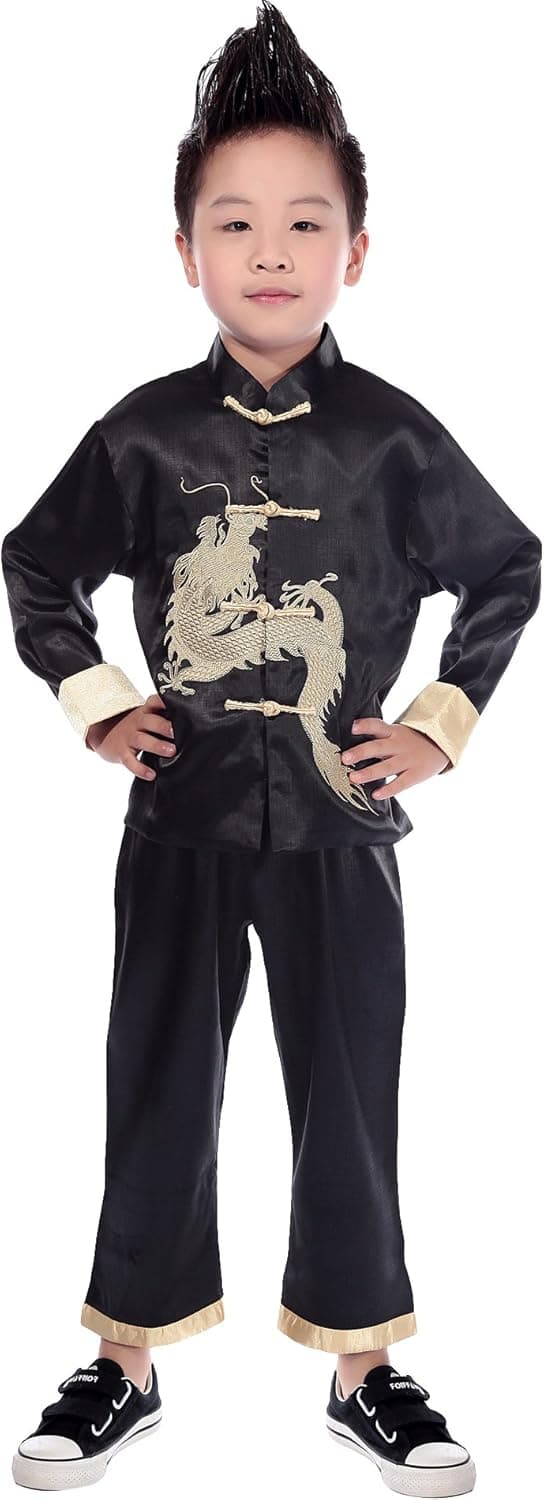 AvaCostume Traditional Chinese Boy Dragon Kung Fu Outfit Tang Costume