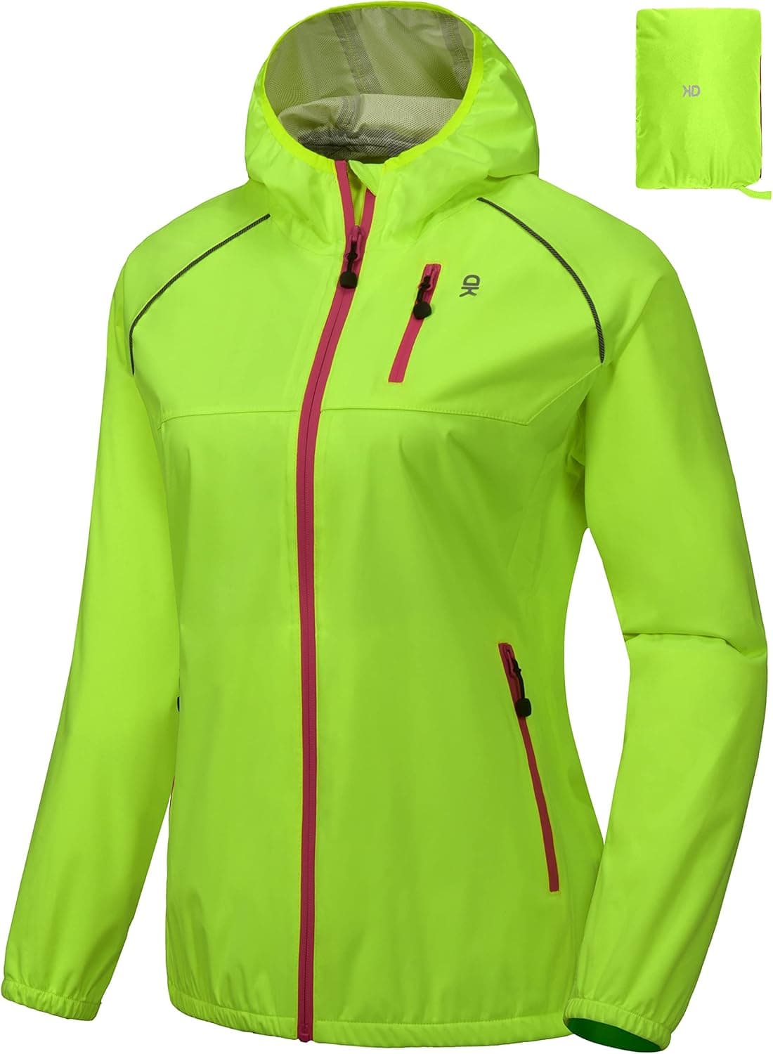 Little Donkey Andy Women's Rain Cycling Stretch Jacket with Hood, Windproof and Waterproof, Ultralight Packable