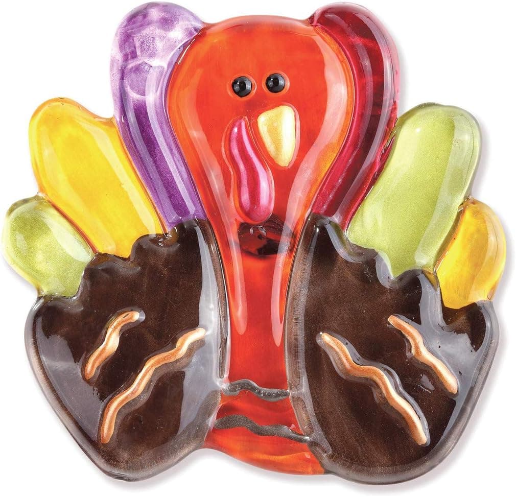 DEMDACO Turkey Brown 4 x 4 Glass and Rubber Thanksgiving Holiday Pop in Figurine