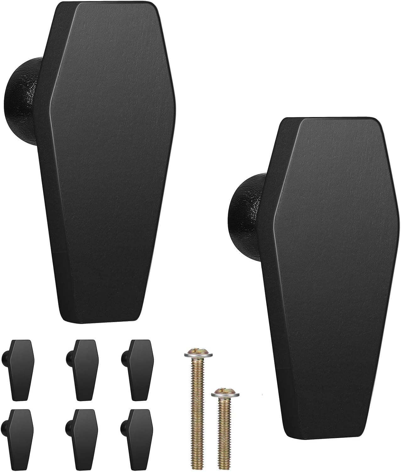 Gothvanity Coffin Cabinet Knobs 8 Pack - Gothic Decor Knobs for Kitchen Cabinet, Drawer Pull, Dresser and Cupboard Handle - Wood- 2.6 x 1.3 Inches - Black