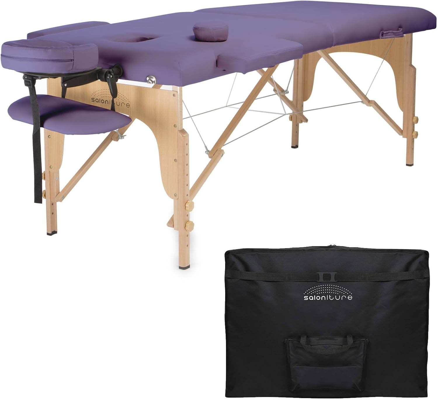 Saloniture Professional Portable Folding Massage Table with Carrying Case - Lavender