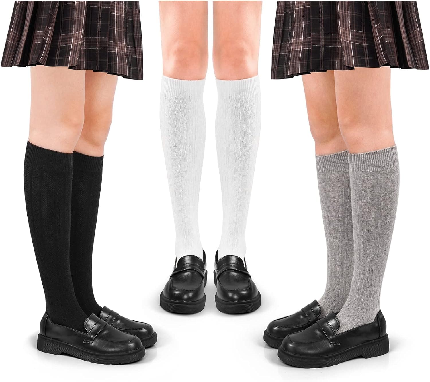 3 Pairs Boys & Girls Cotton School Uniform Knee High Socks Kids Child Soccer Socks Cute Cable Knit Tube Sport Stocking